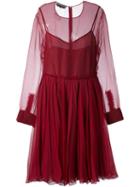 Rochas Layered Dress, Women's, Size: 40, Red, Silk