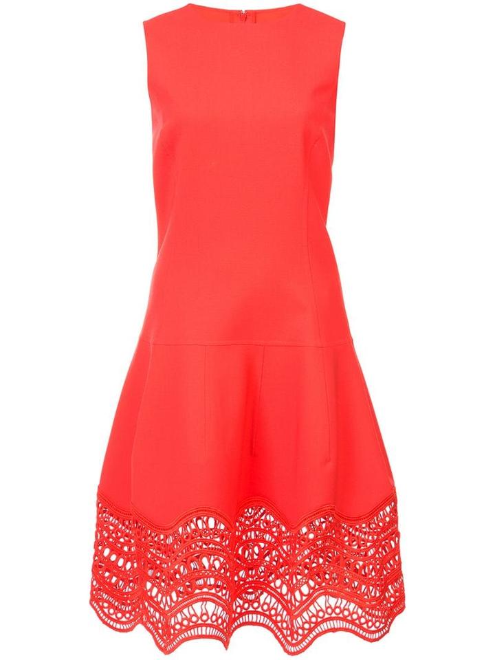 Oscar De La Renta Drop-waist Scalloped-hem Dress - Yellow
