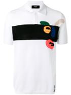 Fendi Abstract Face Polo Shirt, Men's, Size: 50, White, Cotton/polyester