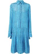 Rokh Striped Shirt Dress - Blue