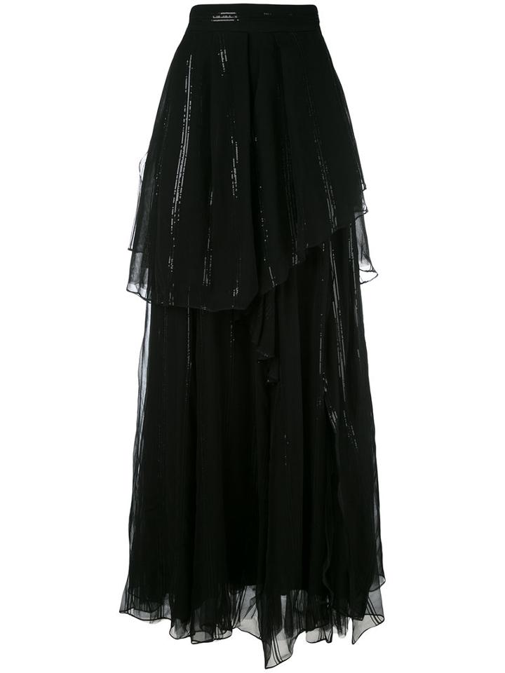 Brunello Cucinelli - Long Draped Skirt - Women - Silk - 42, Black, Silk