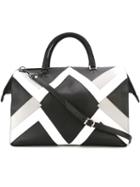 Les Hommes Geometric Pattern Holdall, Black, Leather