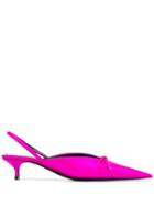 Balenciaga Knife Slingback Satin Mules - Pink