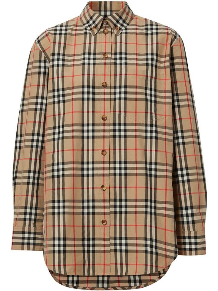 Burberry Button-down Collar Vintage Check Cotton Shirt - Brown