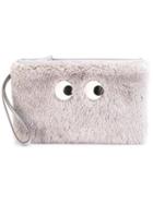 Anya Hindmarch Cartoon Eyes Clutch, Women's, Grey, Goat Skin/lambs Wool