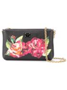 Dolce & Gabbana - Rose Print Clutch - Women - Calf Leather - One Size, Black, Calf Leather