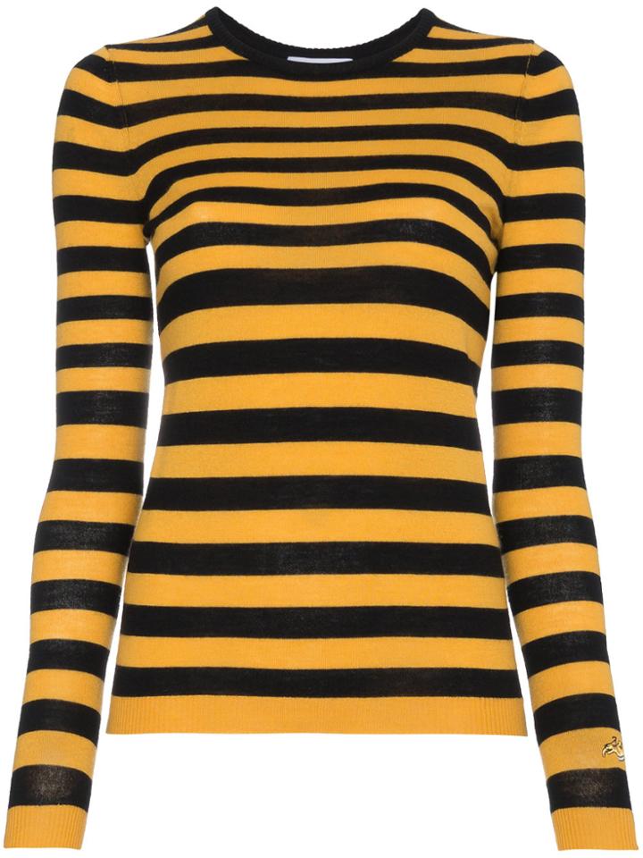Bella Freud Striped Wool Cashmere-blend Sweater - Black