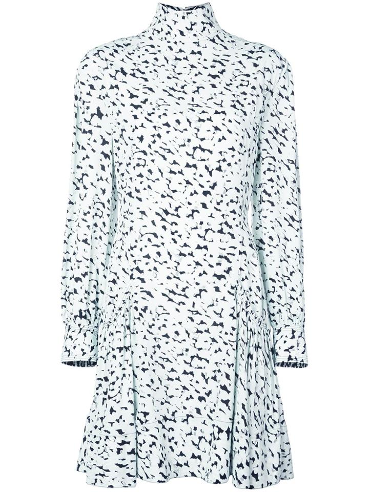Proenza Schouler Long Sleeve Printed Short Dress - Blue