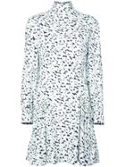 Proenza Schouler Long Sleeve Printed Short Dress - Blue