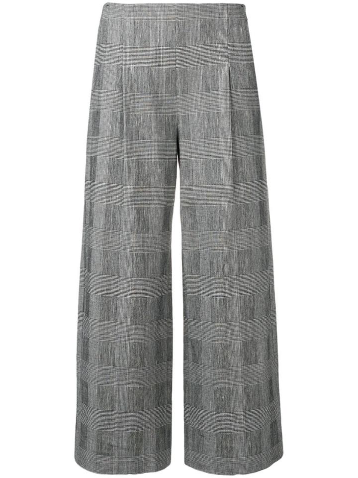 Chalayan Cropped Checked Trousers - Black