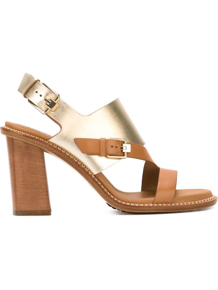 Tod S Block Heel Sandals, Women's, Size: 40, Nude/neutrals, Leather