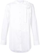 Ports 1961 Pleated Plastron Shirt, Men's, Size: 40, White, Cotton/polyamide/spandex/elastane
