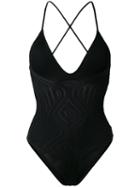 Polo Ralph Lauren V-neck One-piece, Women's, Size: Medium, Black, Polyester/spandex/elastane