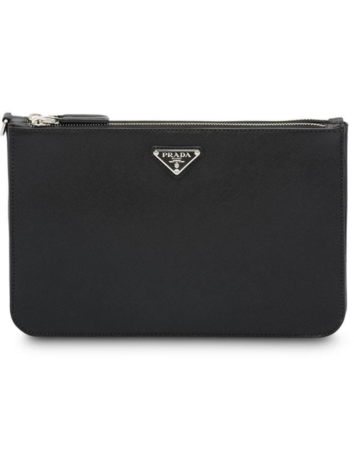 Prada Zipped Saffiano Pouch - Black