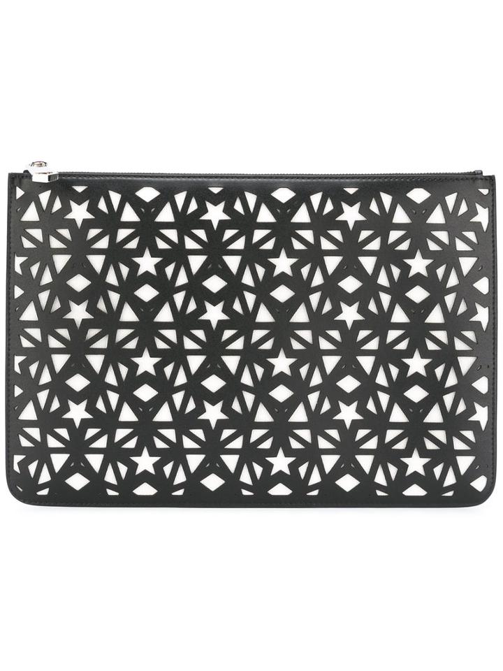 Givenchy Cut Out Clutch, Women's, Black, Calf Leather/cotton