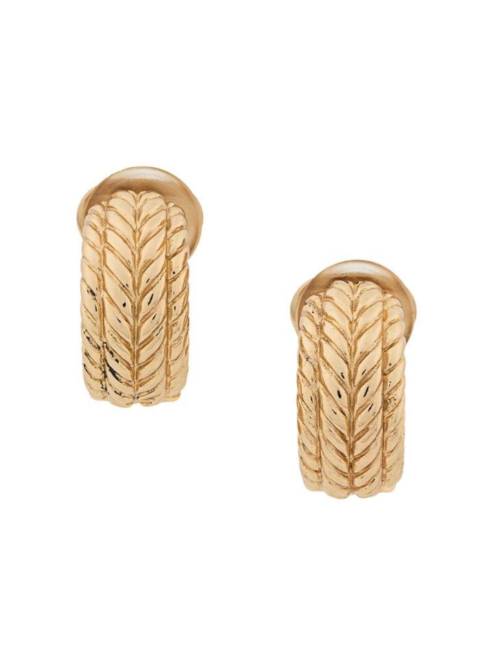 Christian Dior Pre-owned 1970's Embossed Demi-hoop Clip-on Earrings -