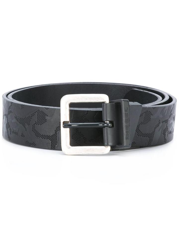 Diesel Floral Belt, Men's, Size: 90, Black, Leather