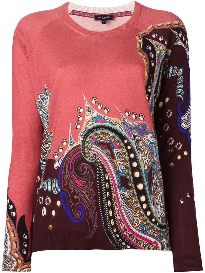 Etro Abstract Print Pullover, Women's, Size: 46, Pink/purple, Silk/cashmere