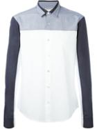 Wooyoungmi Colour Block Shirt, Men's, Size: 54, White, Cotton