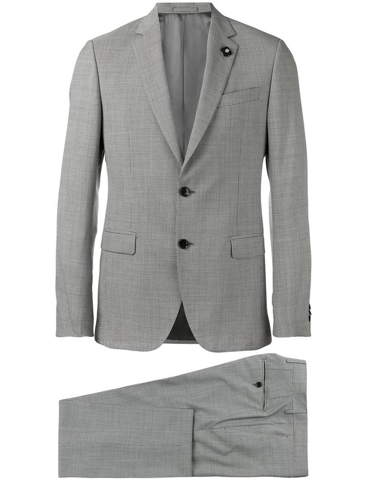 Lardini Patterned Formal Two-piece Suit, Men's, Size: 50, Grey, Wool/polyester/cupro/cotton
