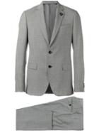 Lardini Patterned Formal Two-piece Suit, Men's, Size: 50, Grey, Wool/polyester/cupro/cotton