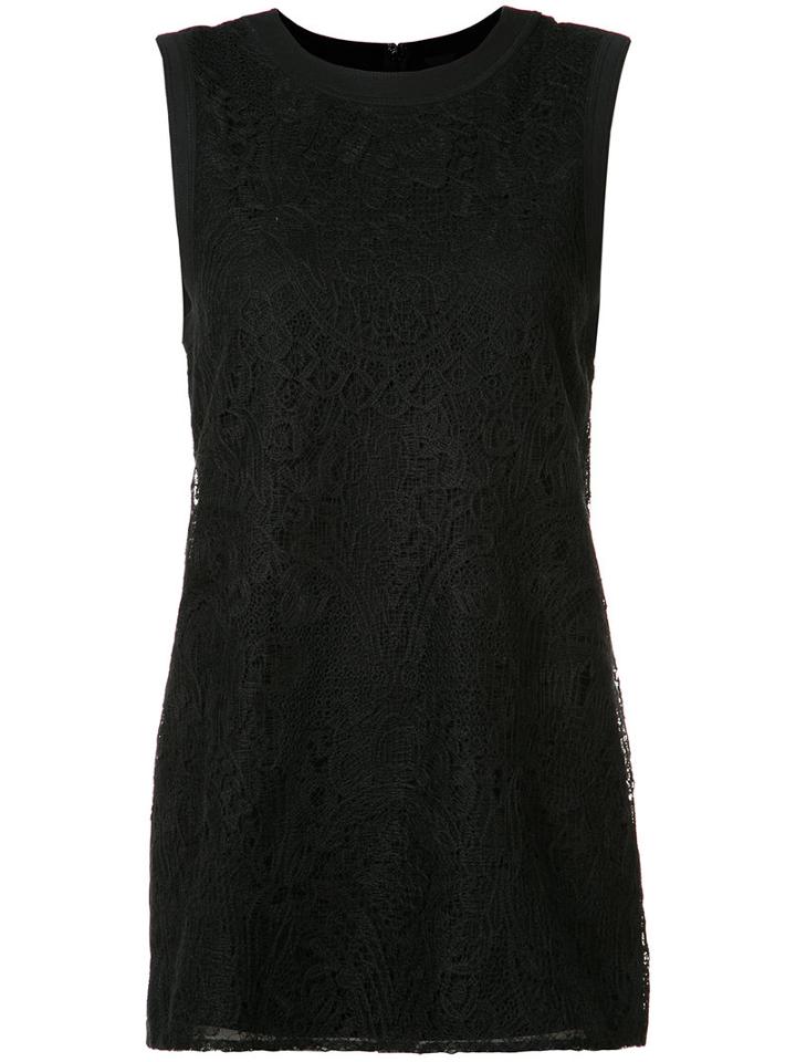 Vera Wang Lace Panel Tank Top, Women's, Size: Xs, Black, Cotton/silk/nylon