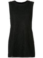 Vera Wang Lace Panel Tank Top, Women's, Size: Xs, Black, Cotton/silk/nylon