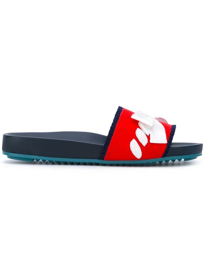 Fendi Bow Detail Slides - Red