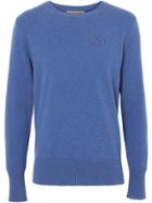 Burberry Embroidered Logo Cashmere Sweater - Blue