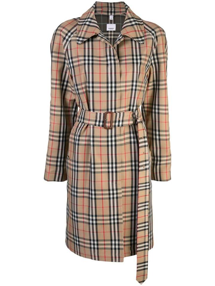 Burberry Vintage Check Nylon Belted Car Coat - Multicolour
