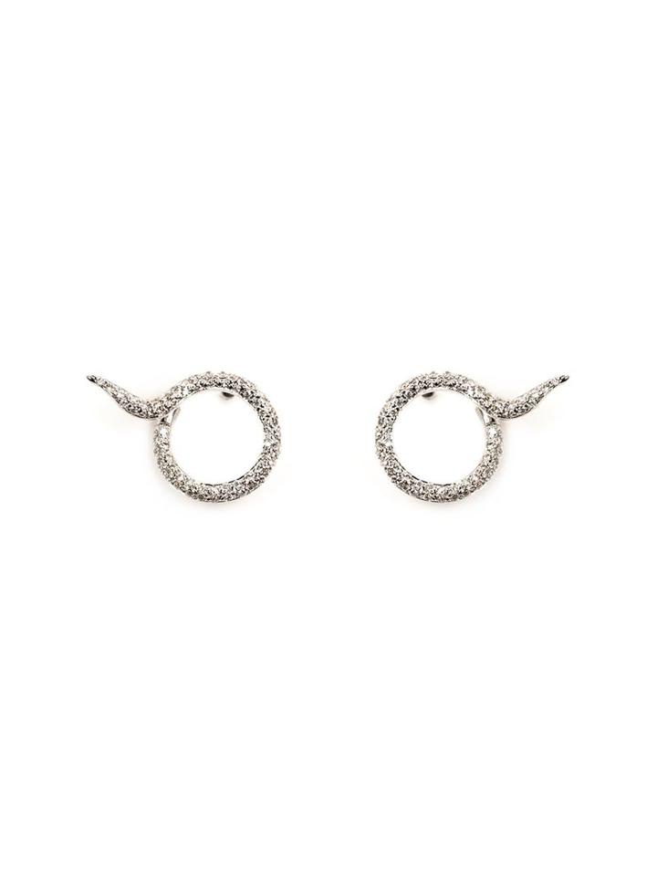 Ileana Makri Circular Diamond Tip Ear Cuffs, Women's, Grey, Gold/18kt White Gold