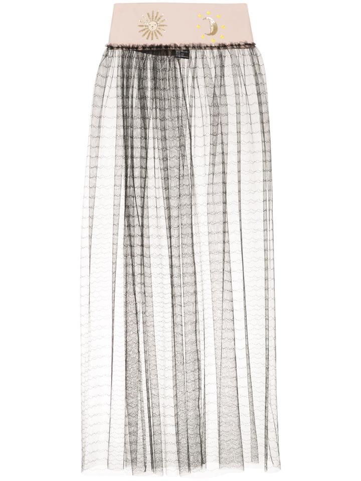 Tu Es Mon Trésor Sun And Moon Belted Tulle Apron Skirt - Black