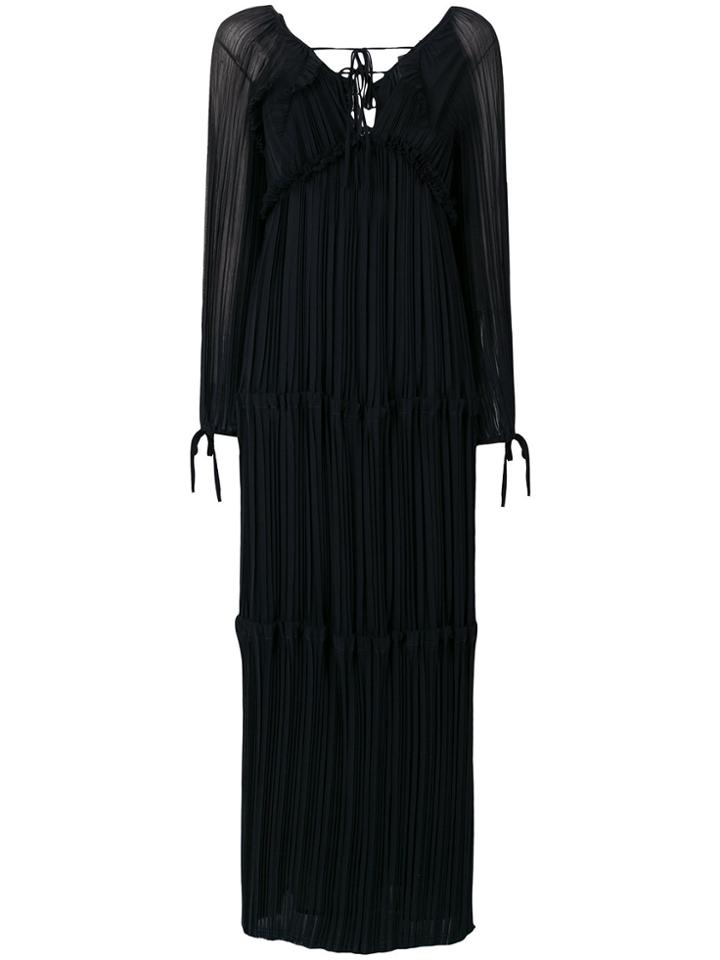 P.a.r.o.s.h. V-neck Long-sleeved Maxi Dress - Blue