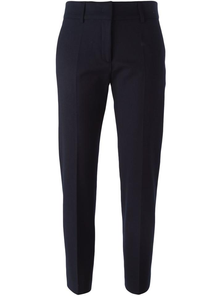 Piazza Sempione Cropped Tapered Trousers, Women's, Size: 42, Blue, Polyamide/spandex/elastane/virgin Wool
