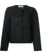 Marni Cropped Jacket, Women's, Size: 42, Black, Linen/flax/wool
