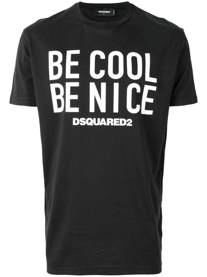 Dsquared2 Slogan Front T-shirt - Black