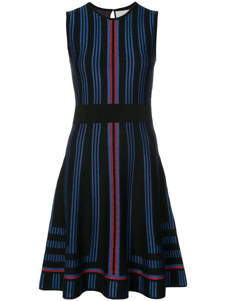 Carolina Herrera - Geometric Intarsia Lurex Skater Dress - Women - Polyester/wool/viscose - Xl, Blue, Polyester/wool/viscose
