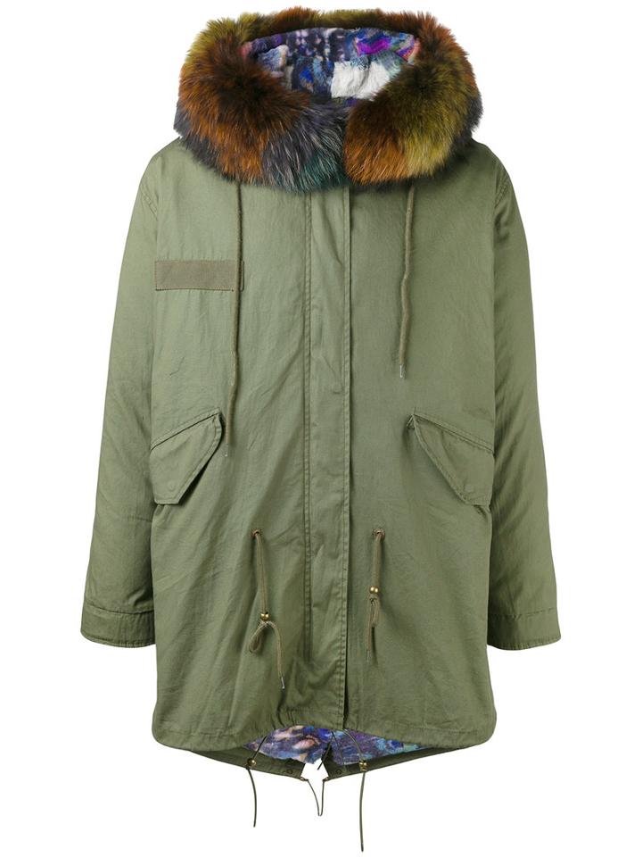 Liska - Fur Collar Parka - Unisex - Cotton/rabbit Fur/racoon Fur - M, Green, Cotton/rabbit Fur/racoon Fur