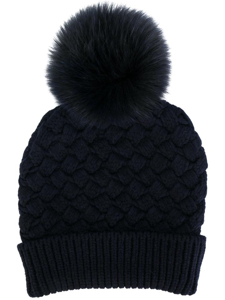 Salvatore Ferragamo Pom Pom Beanie - Blue