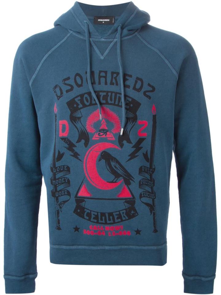Dsquared2 Logo Hoodie, Men's, Size: Large, Blue, Cotton