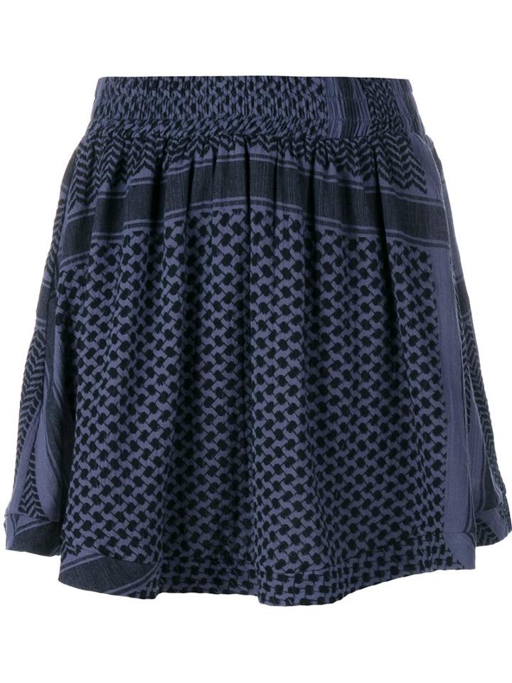 Cecilie Copenhagen Keffiyeh Print Cotton Skirt, Women's, Black, Cotton