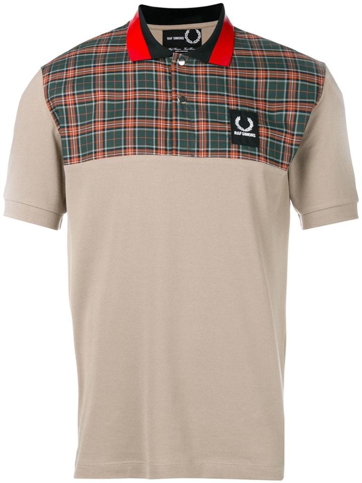 Raf Simons X Fred Perry Colourblock Plaid Polo Shirt - Grey