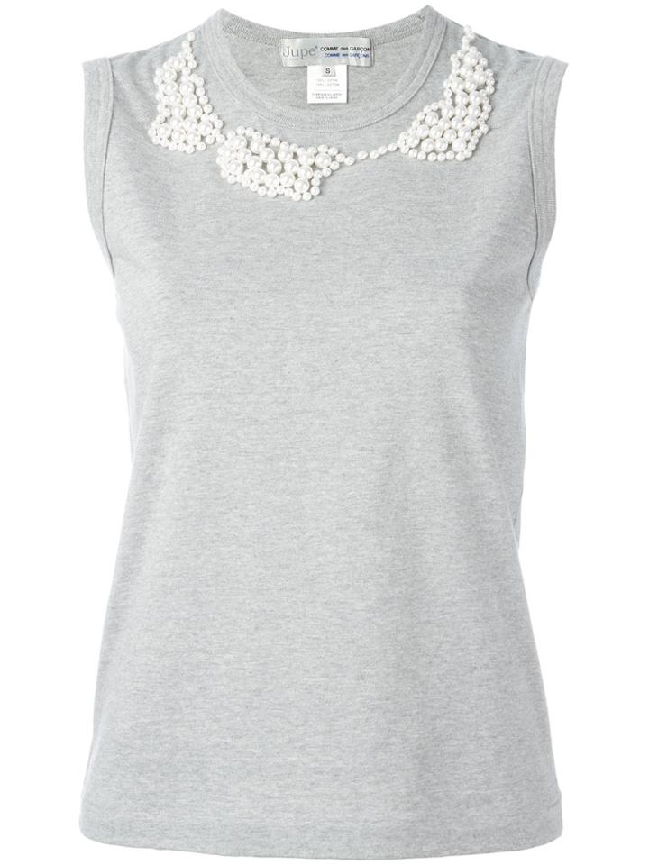 Comme Des Garçons Comme Des Garçons Pearled Trim Top - Grey
