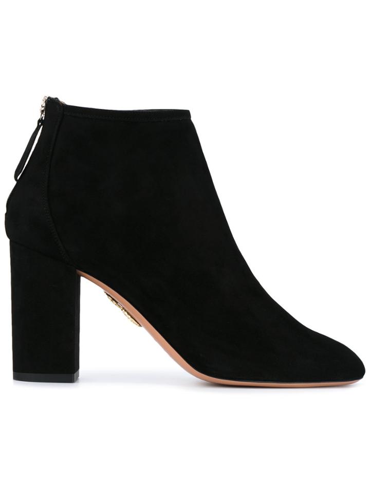 Aquazzura Black Suede Downtown 90 Ankle Boots