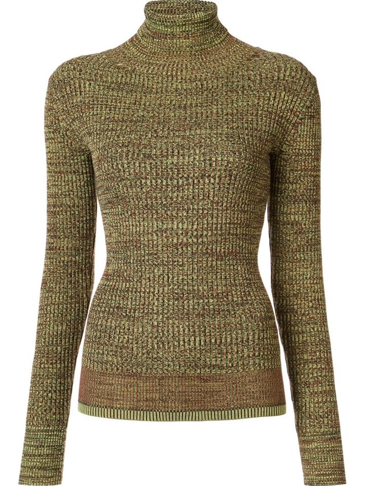 Apiece Apart Turtleneck Ribbed Jumper, Women's, Size: Medium, Brown, Cotton