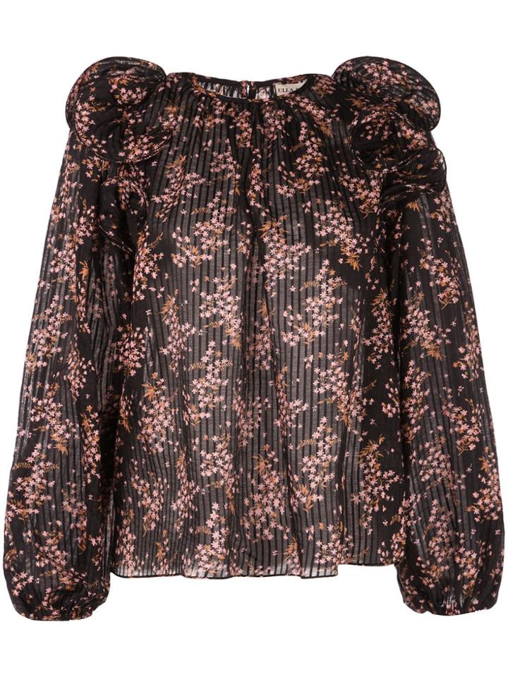 Ulla Johnson Floral Sheen Blouse - Black