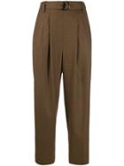 Brunello Cucinelli Cropped Belted Trousers - Brown