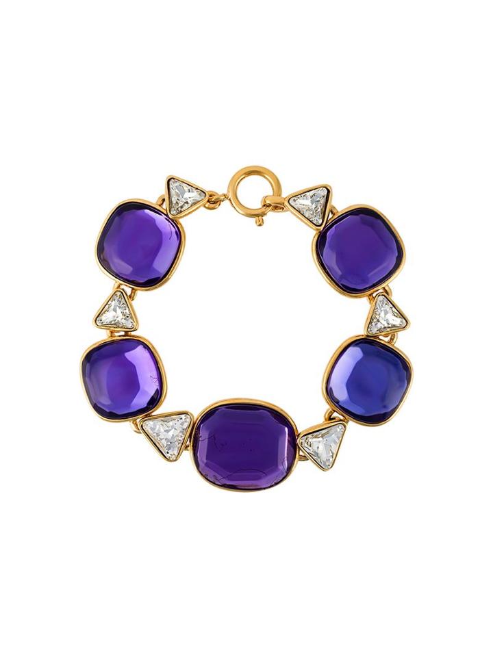 Yves Saint Laurent Vintage Faceted Glass Bracelet, Women's, Grey