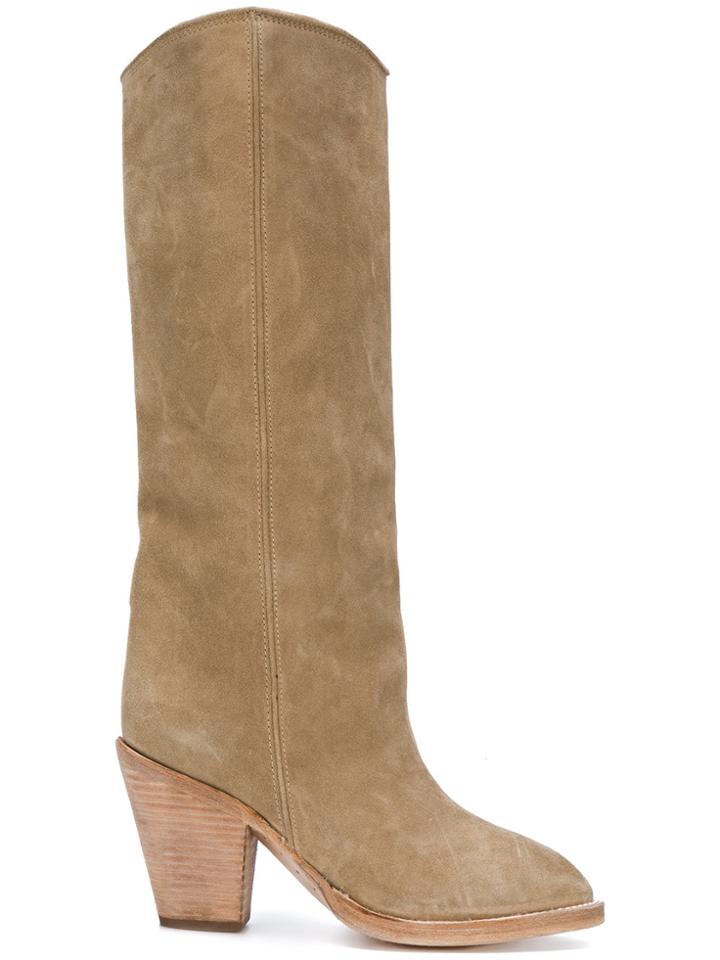 Yeezy Block Heel Knee Boots - Nude & Neutrals