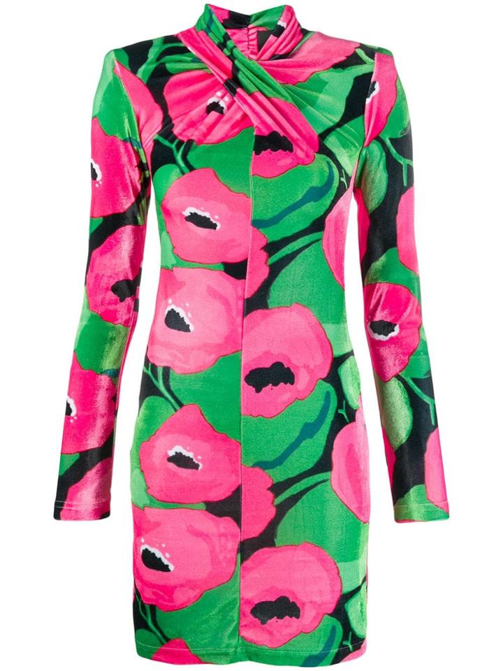 Richard Quinn Poppy Print Mini Dress - Green